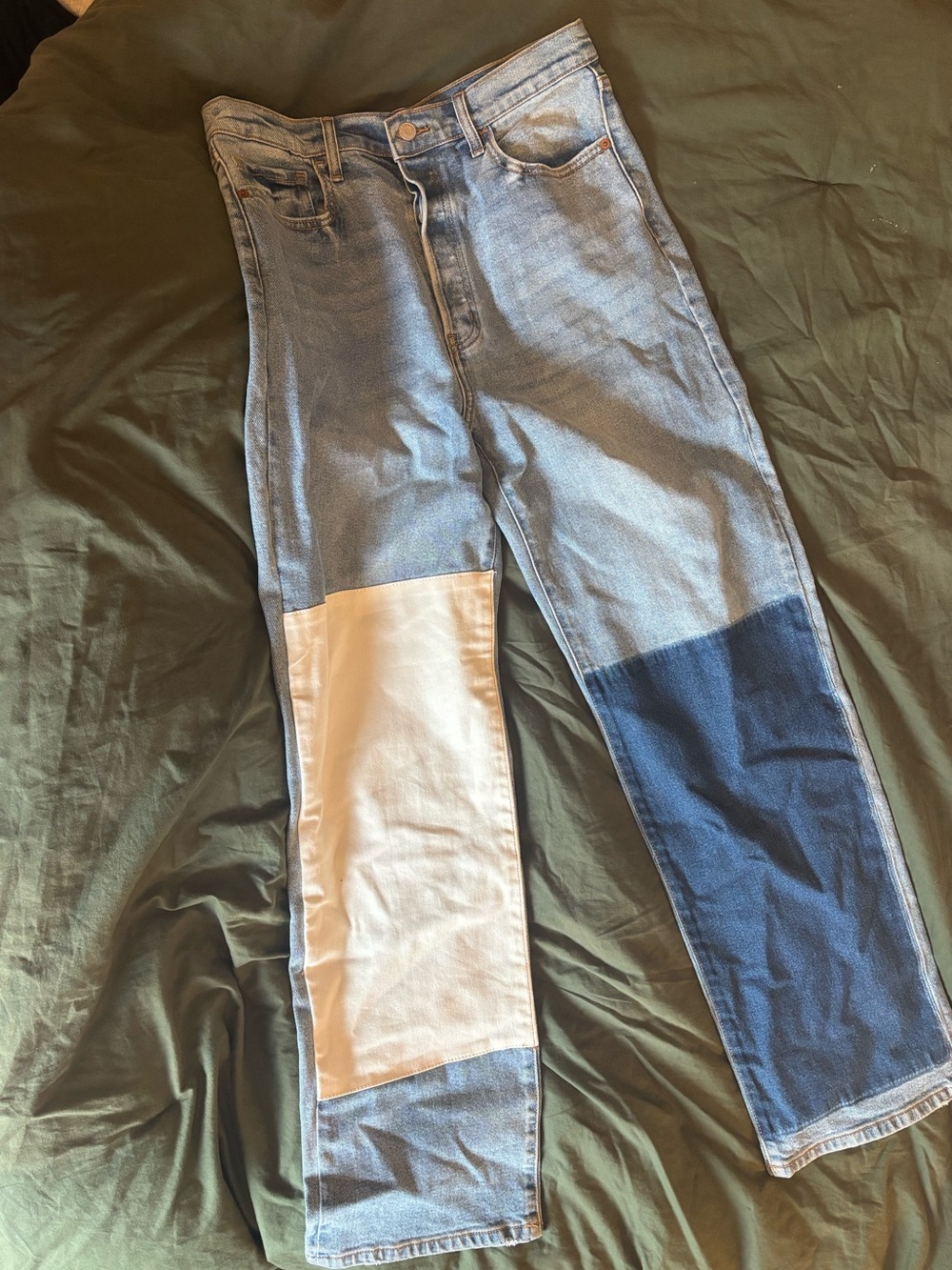 Cello Two-Tone Wide leg Jeans Patch/Panels of Navy & Cream Panels